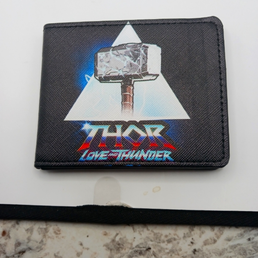Thor Love and Thunder  Bi Fold Wallet Vegan Leather New Made  USA